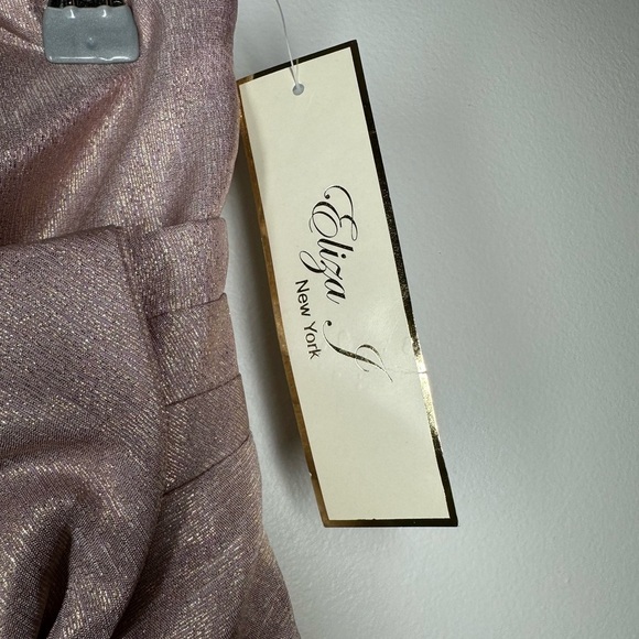 ELIZA J Light Pink Metallic Mini Dress with Bow Accent Size 6 - Picture 10 of 11